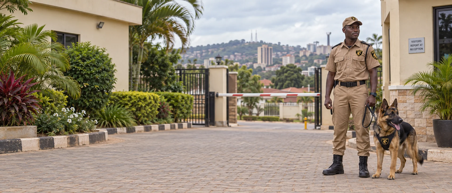 K9 security handler and dog in Uganda.
